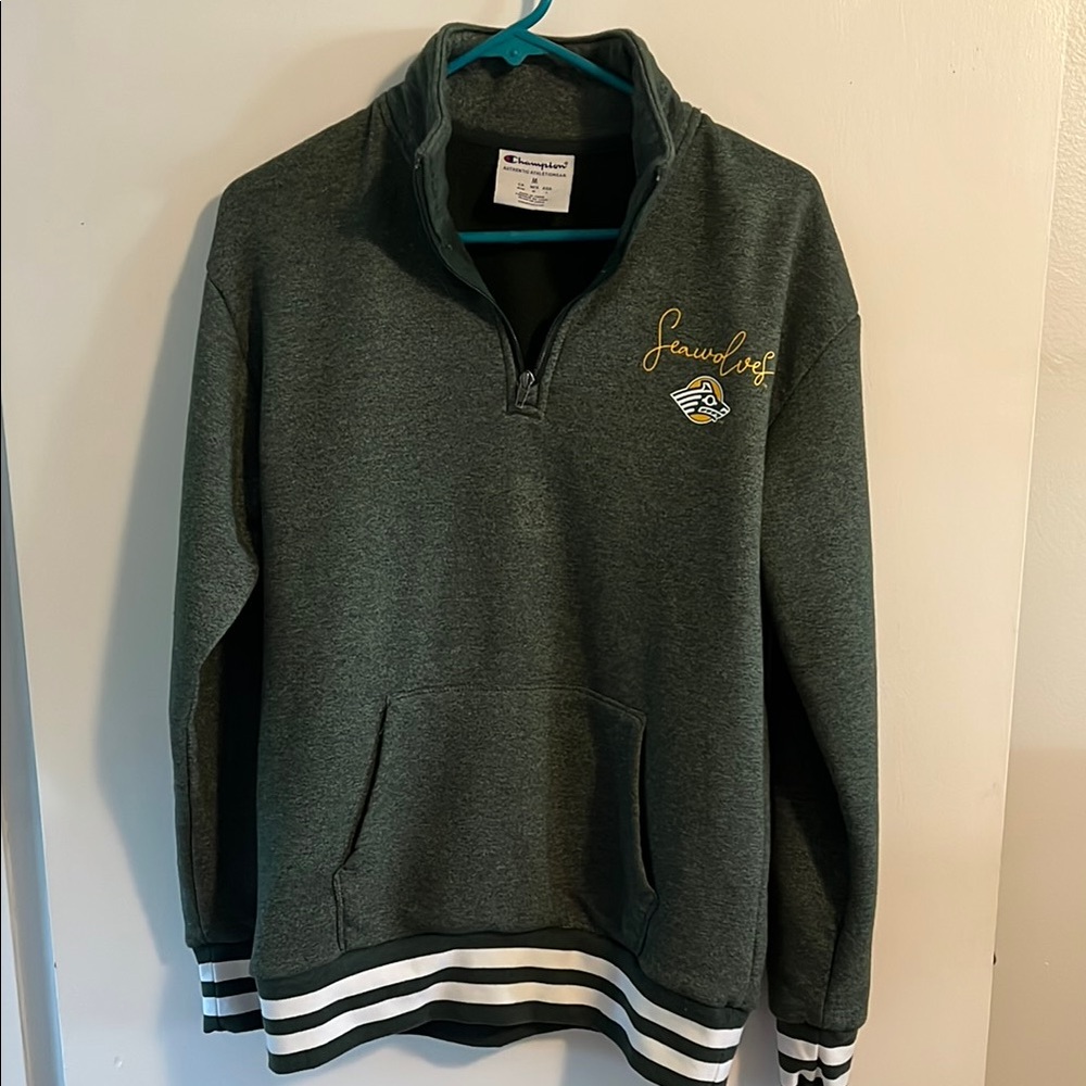 Champion Green quarter zip Sweatshirt with Mock Neck